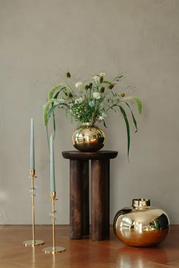 Candelabro Alba 30 cm - latón macizo y vidrio - Hilke Collection
