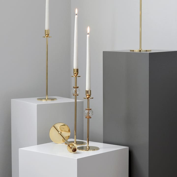 Candelabro Alba 30 cm, latón macizo y vidrio Hilke Collection