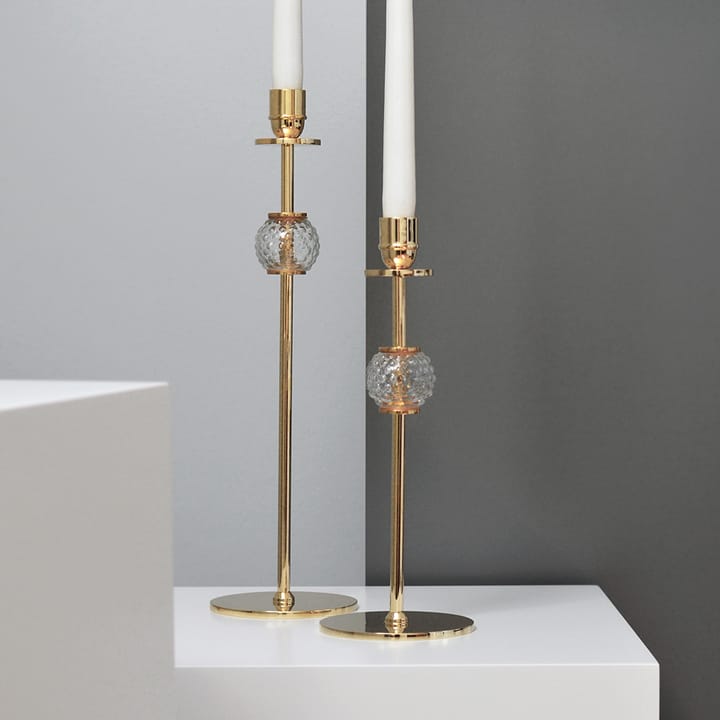 Candelabro Alba 40 cm, latón macizo y vidrio Hilke Collection