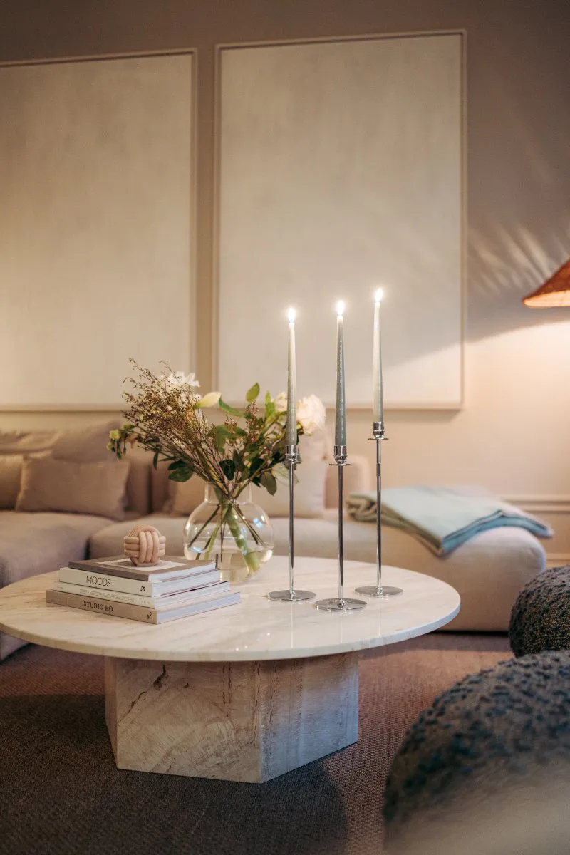 Candelabro Chiaro Di Luna 40 cm, latón niquelado Hilke Collection