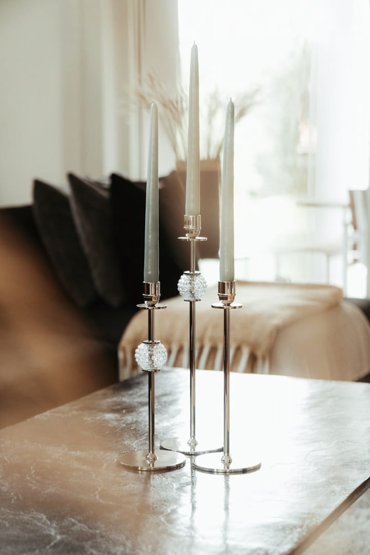 Candelabro La Luna 40 cm, latón niquelado y vidrio Hilke Collection