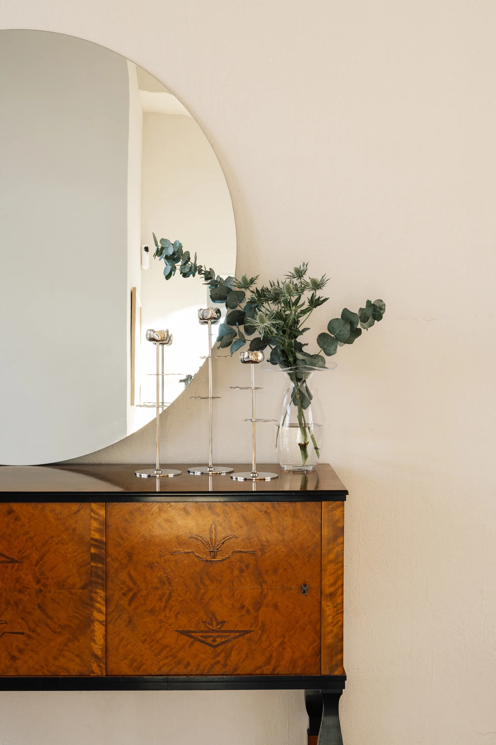 Candelabro Ninfea Alta 30 cm, Latón niquelado Hilke Collection