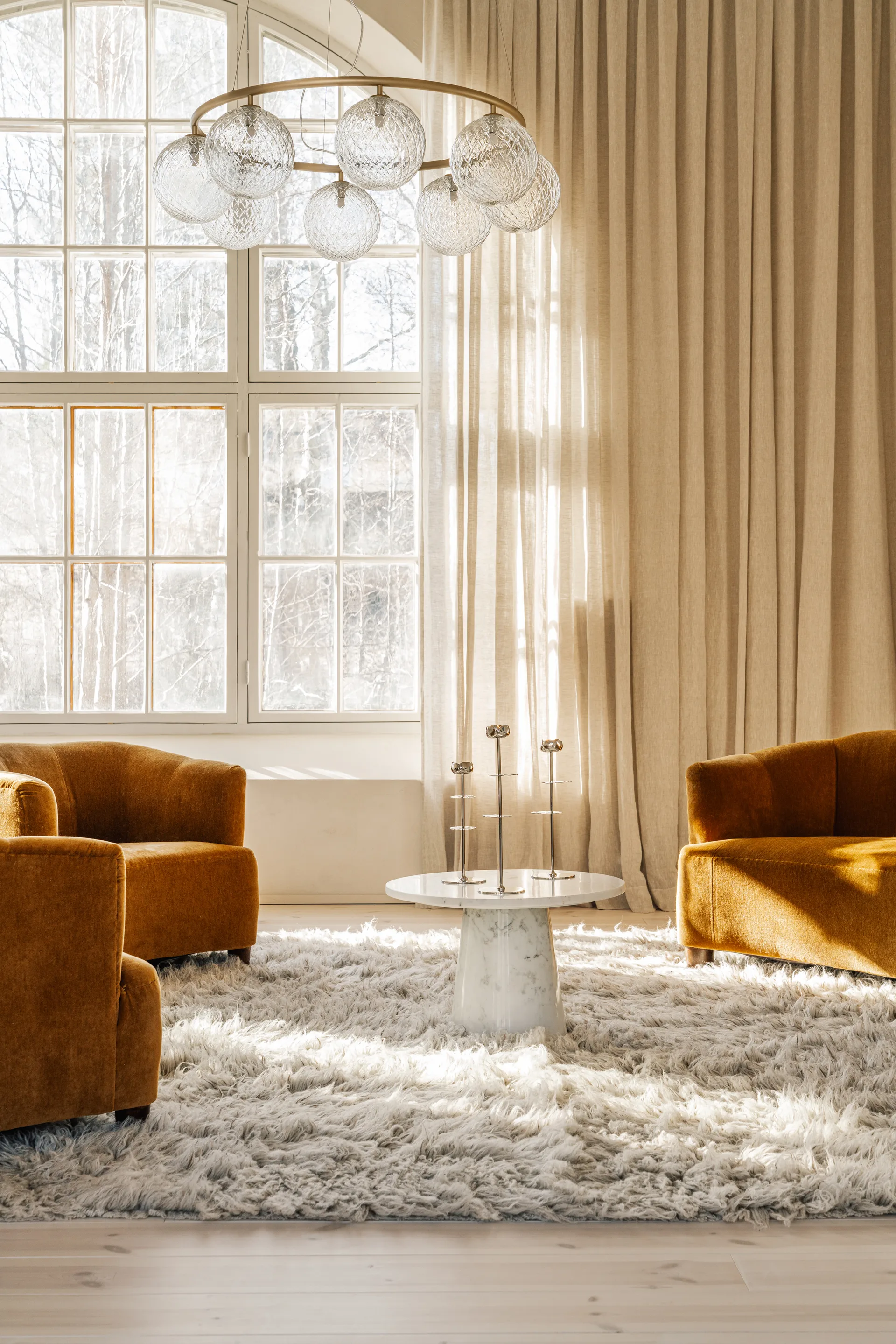 Candelabro Ninfea Alta 30 cm, Latón niquelado Hilke Collection