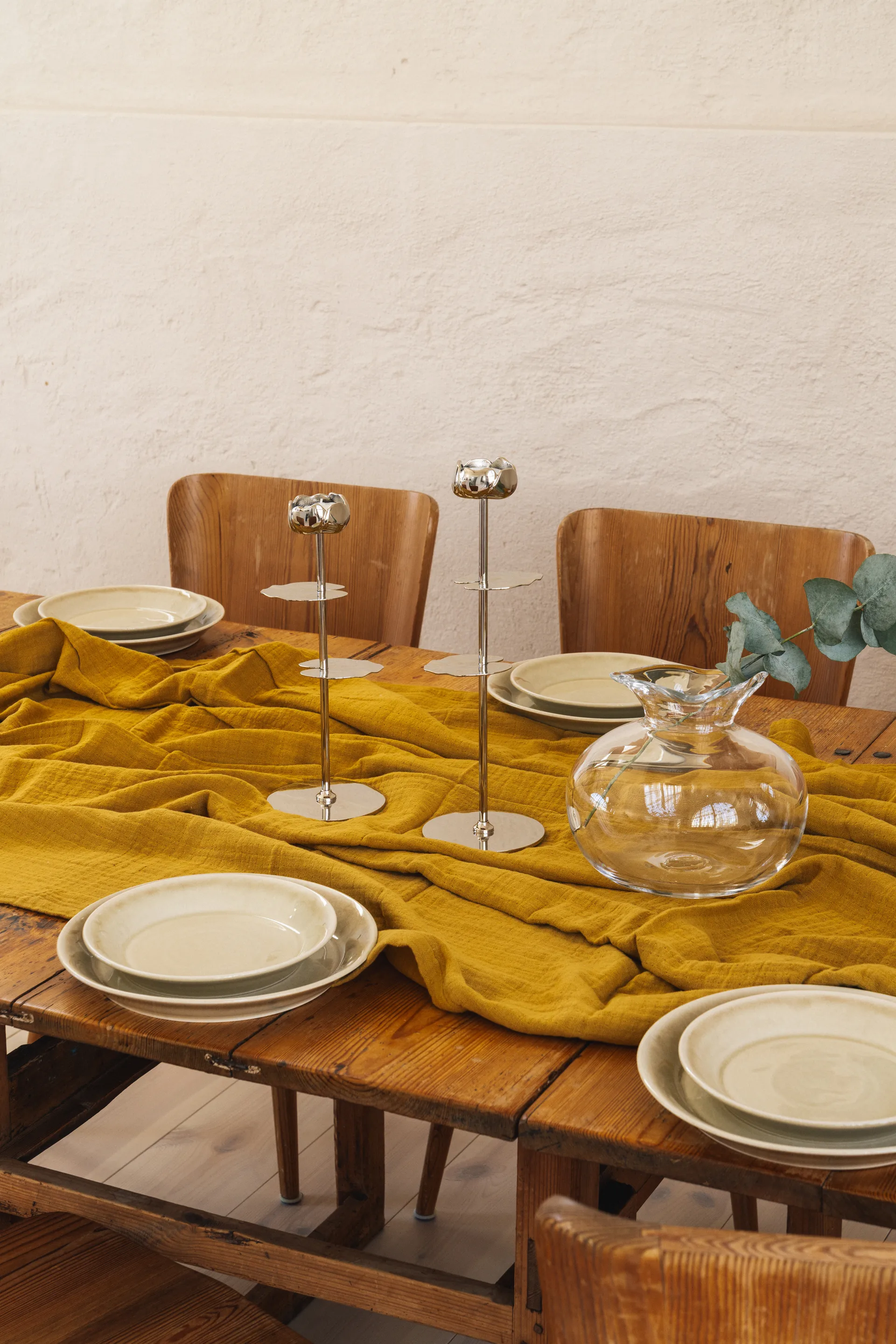 Candelabro Ninfea Alta 30 cm, Latón niquelado Hilke Collection