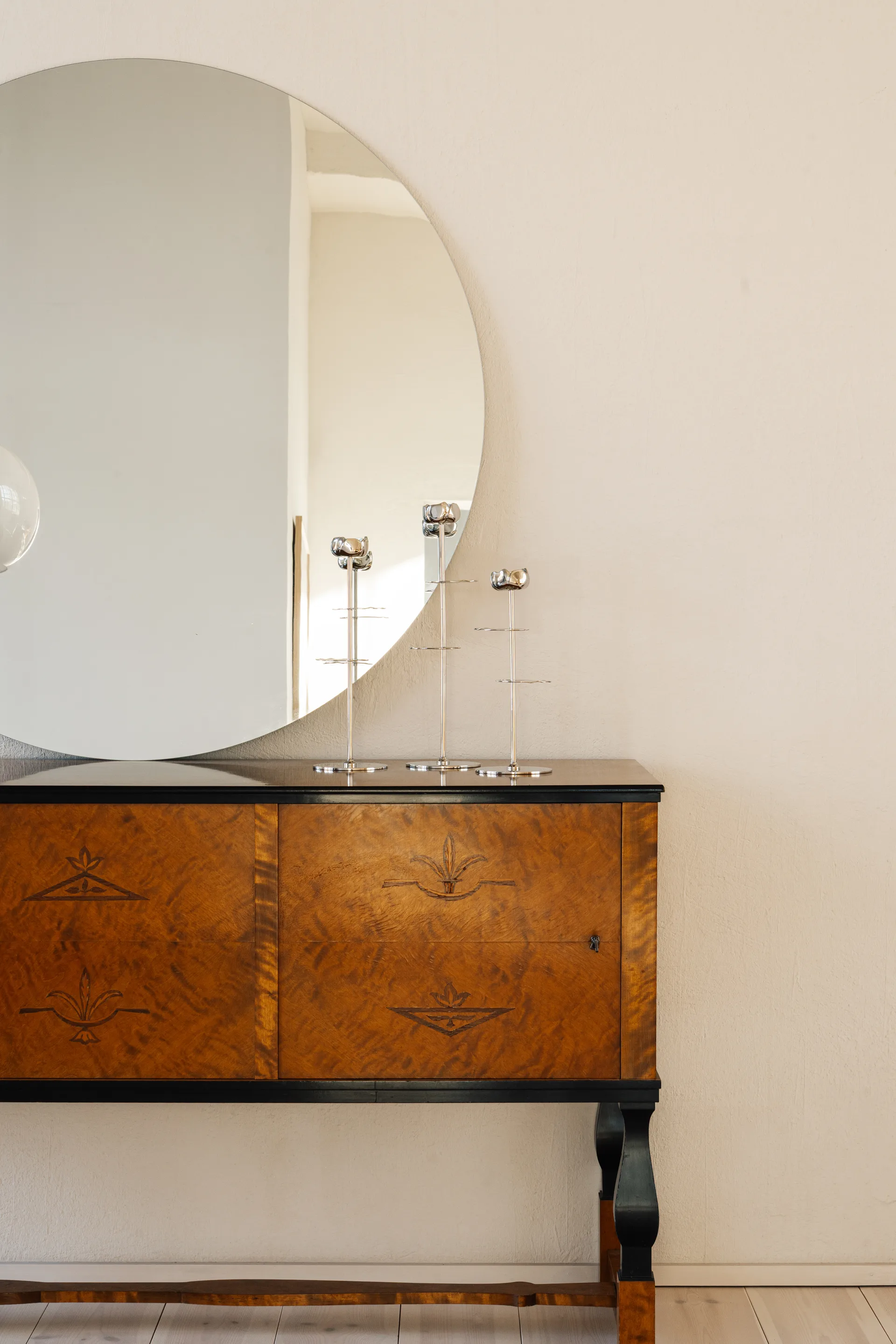 Candelabro Ninfea Alta 40 cm, Latón niquelado Hilke Collection