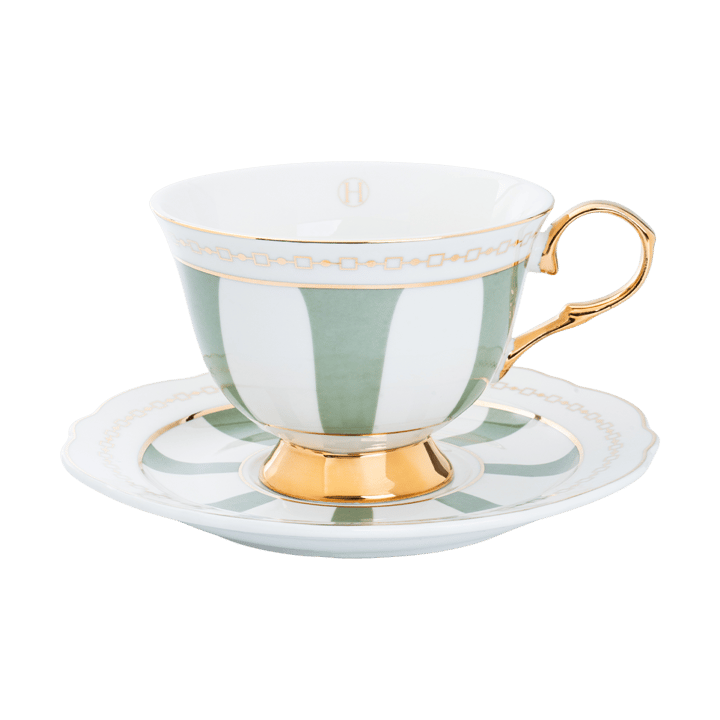 Taza con plato Strisce Salvia - 22 cl - Hilke Collection