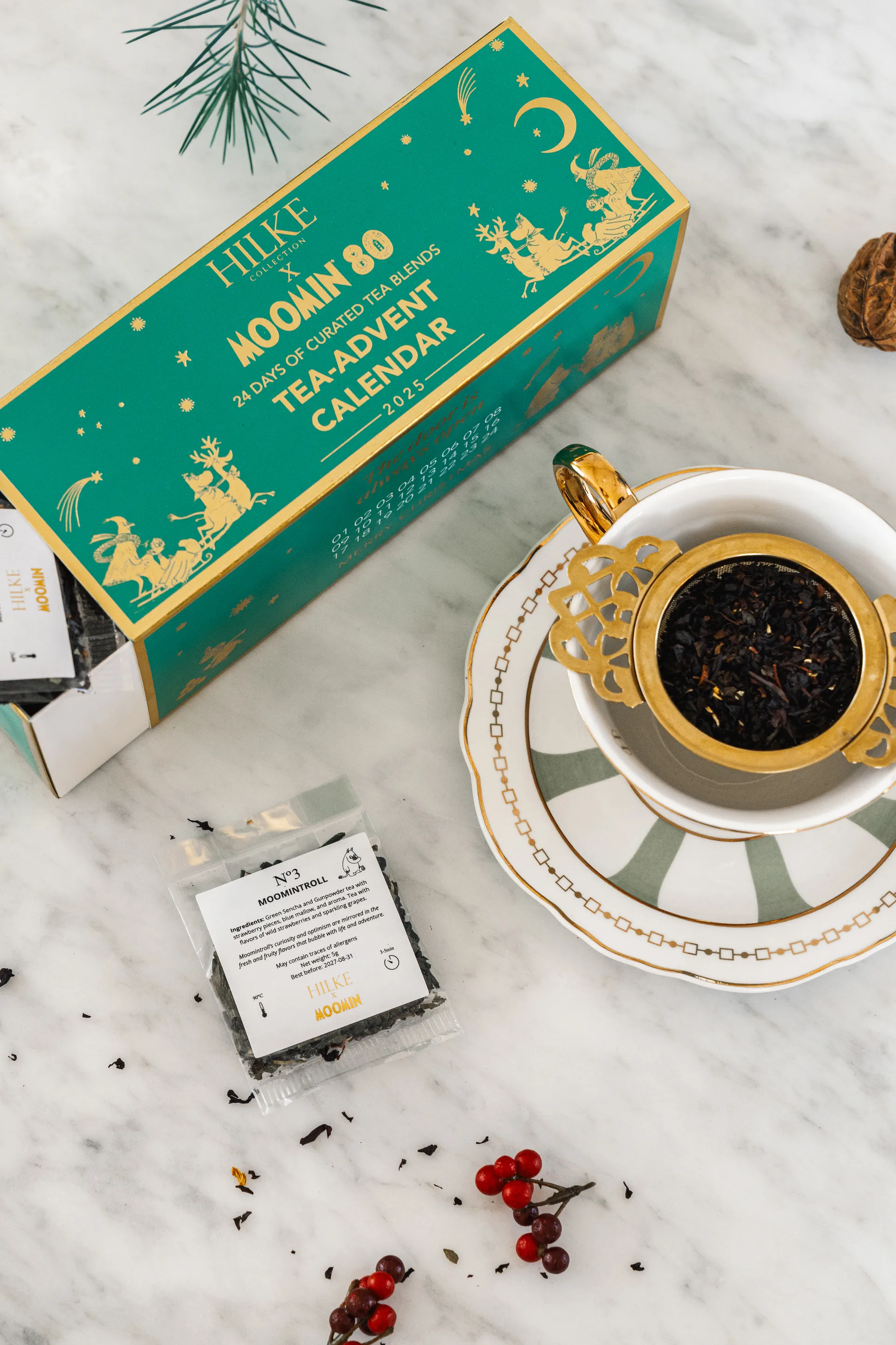 Taza con plato Strisce Salvia, 22 cl Hilke Collection