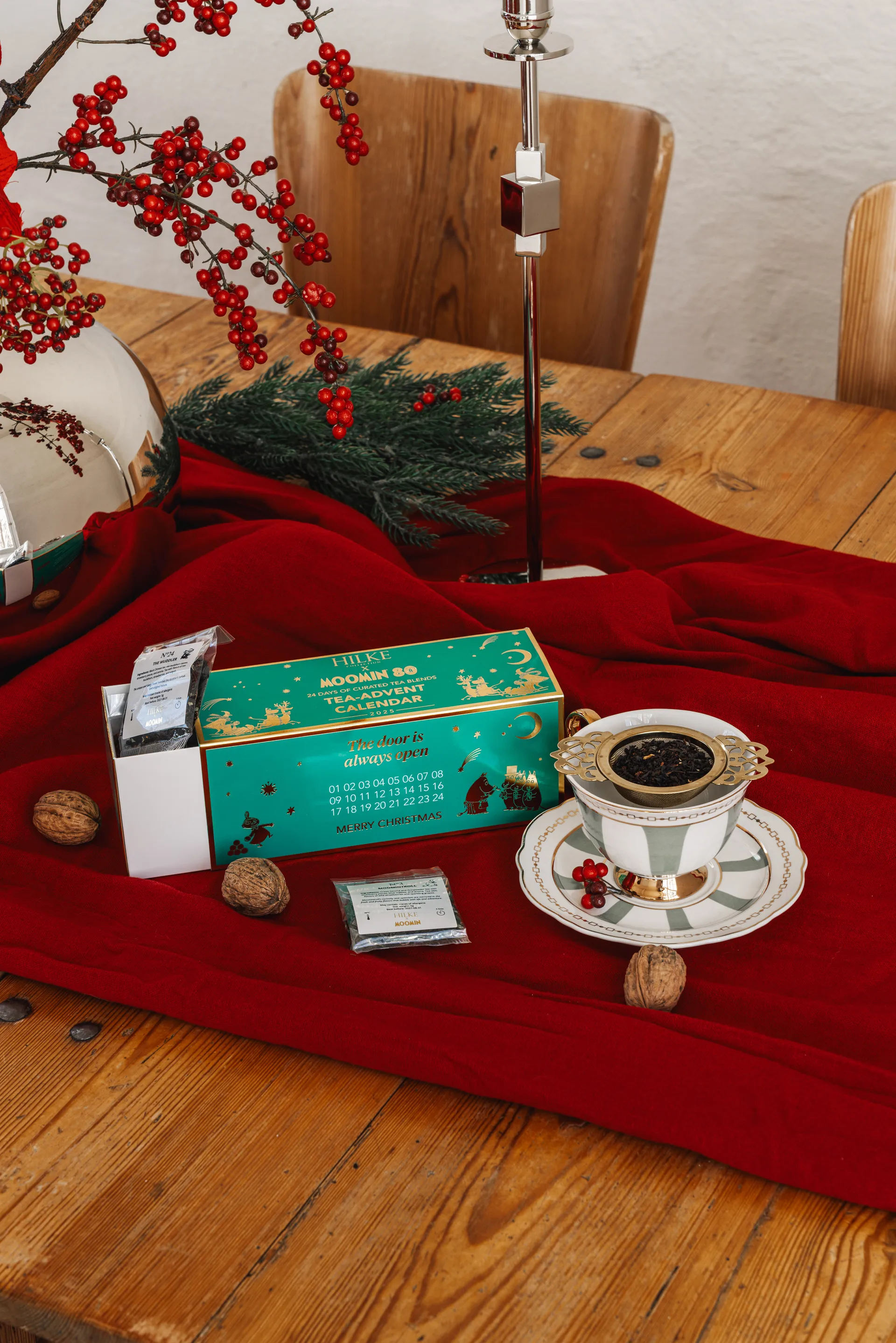 Taza con plato Strisce Salvia, 22 cl Hilke Collection