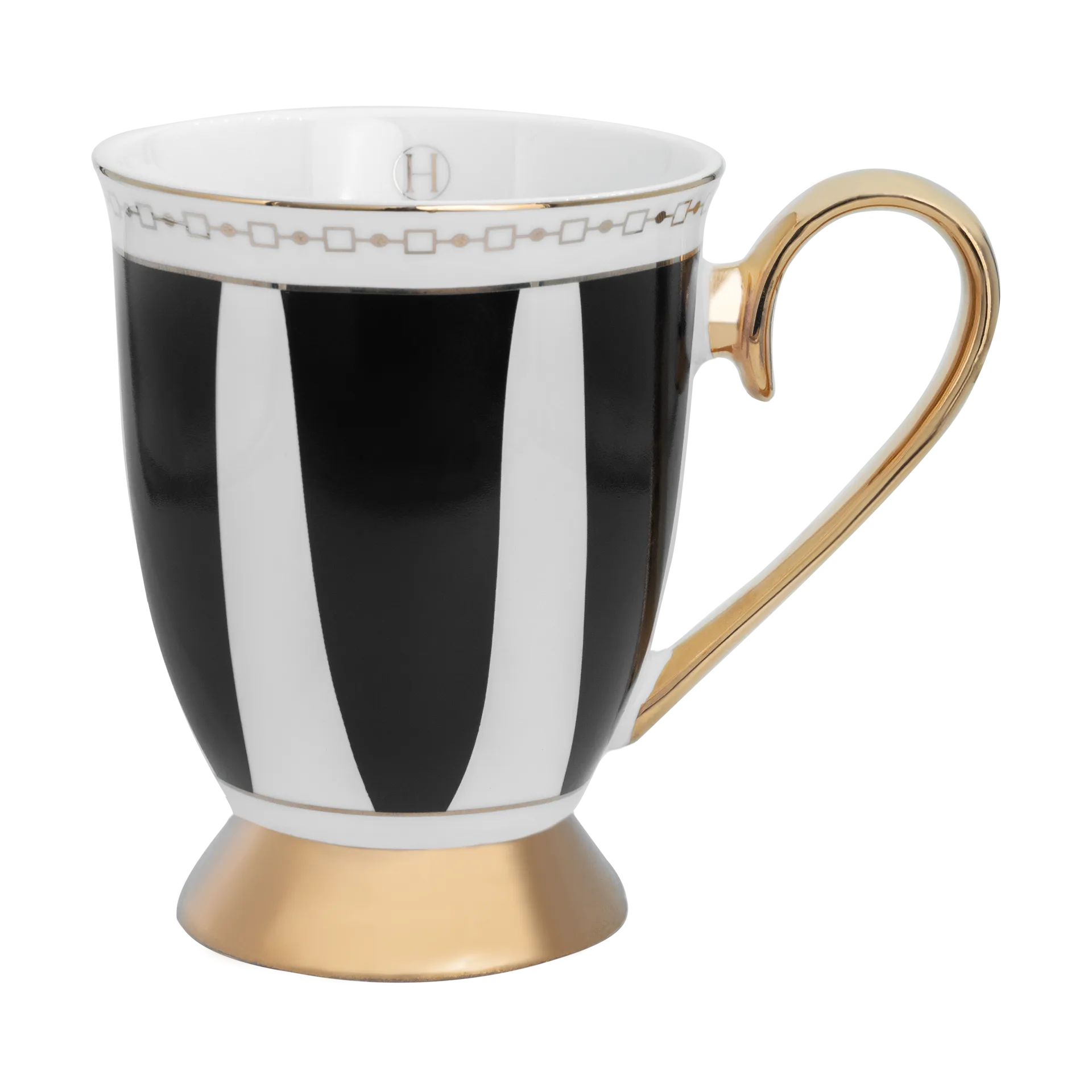 Taza Strisce Nero 28 cl, Negro-blanco-oro Hilke Collection