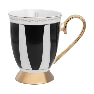 Taza Strisce Nero 28 cl - Negro-blanco-oro - Hilke Collection