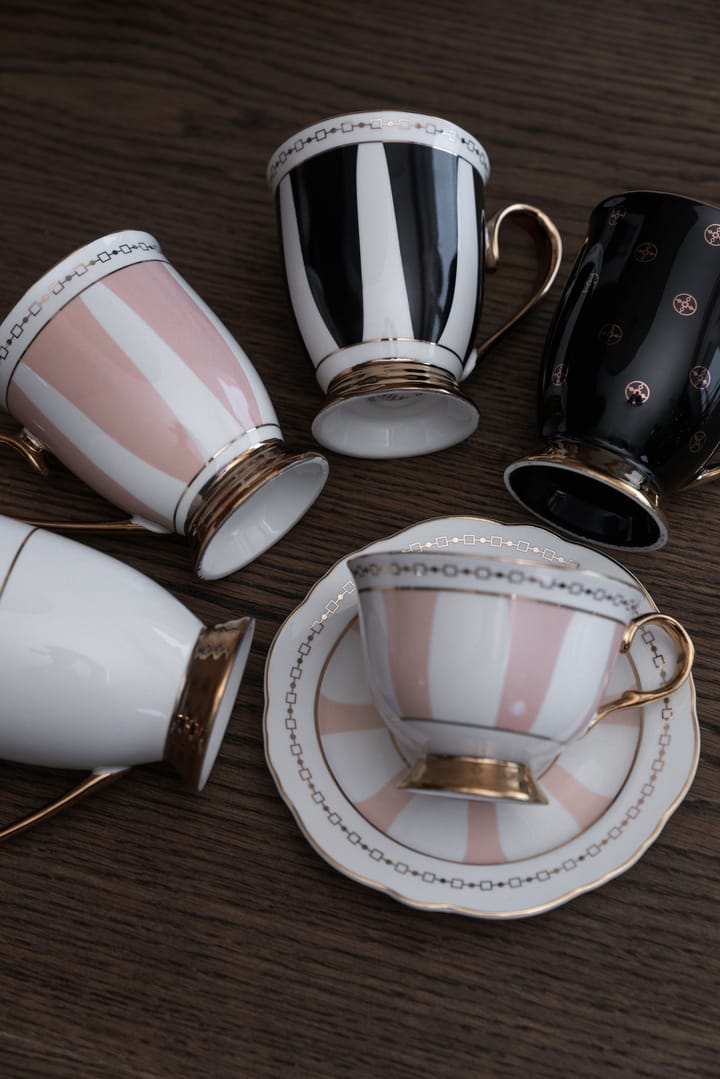 Taza Strisce Nero 28 cl, Negro-blanco-oro Hilke Collection