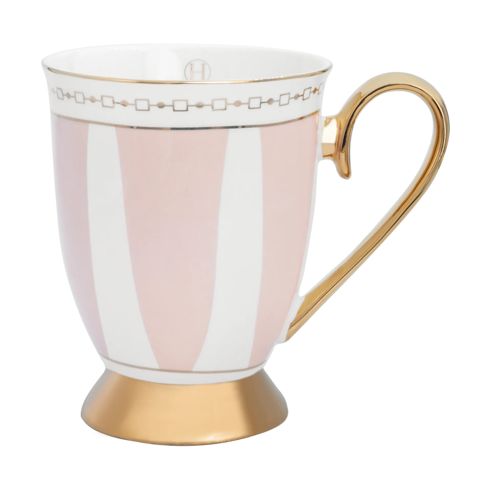 Taza Strisce Rosa 28 cl, Rosa-blanco-oro Hilke Collection