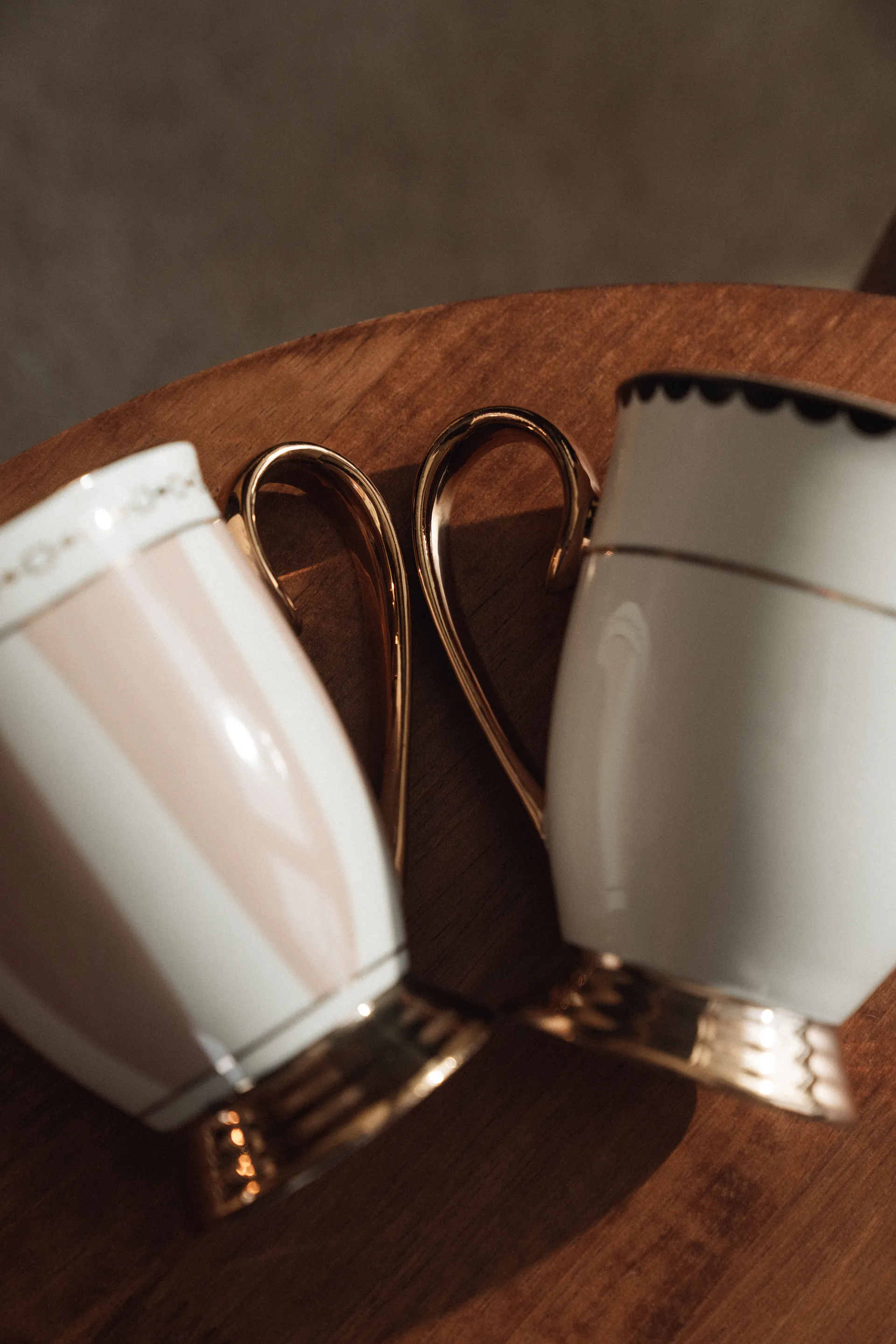 Taza Strisce Rosa 28 cl, Rosa-blanco-oro Hilke Collection