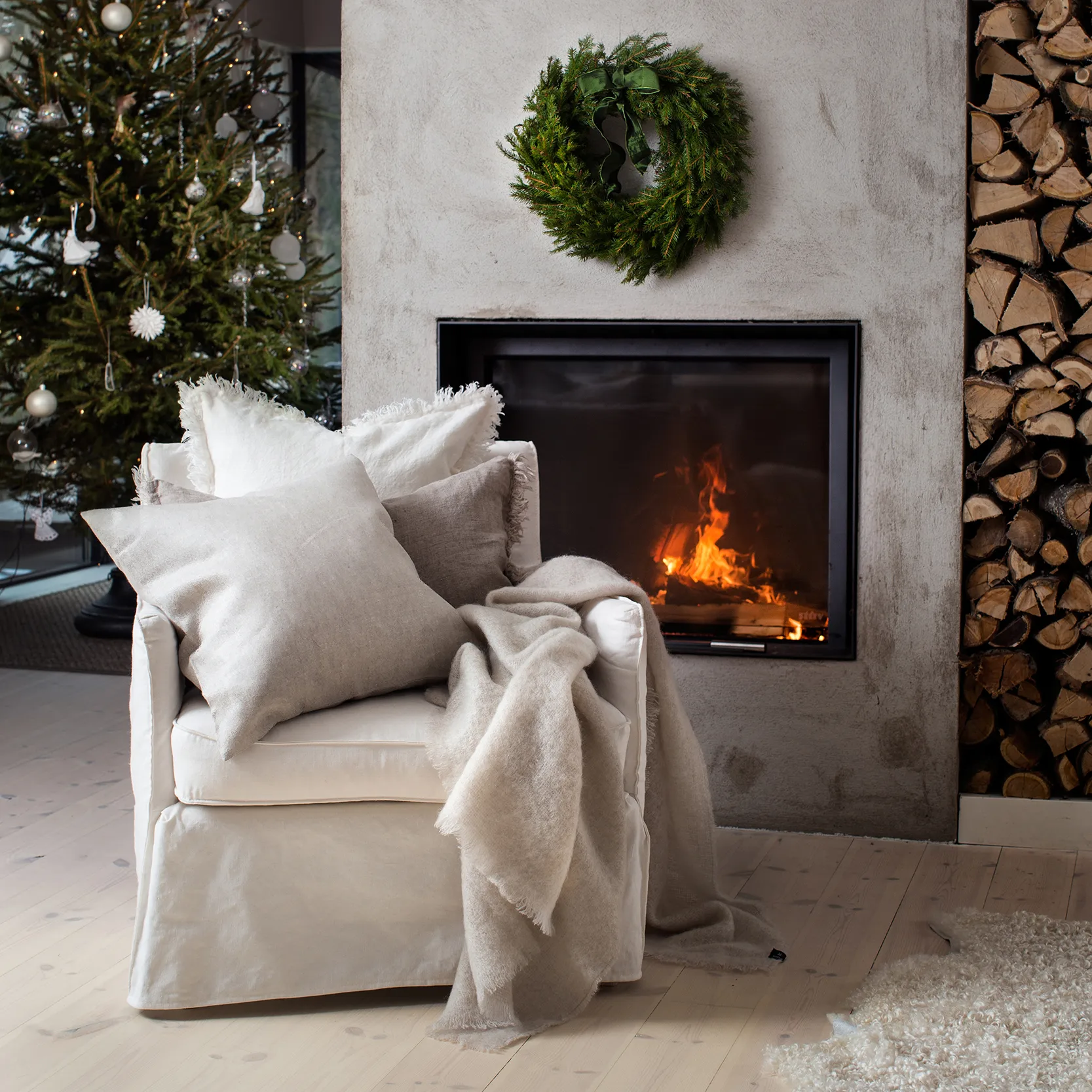 Funda de cojín Merlin 50x50 cm, Off-white (blanco) Himla