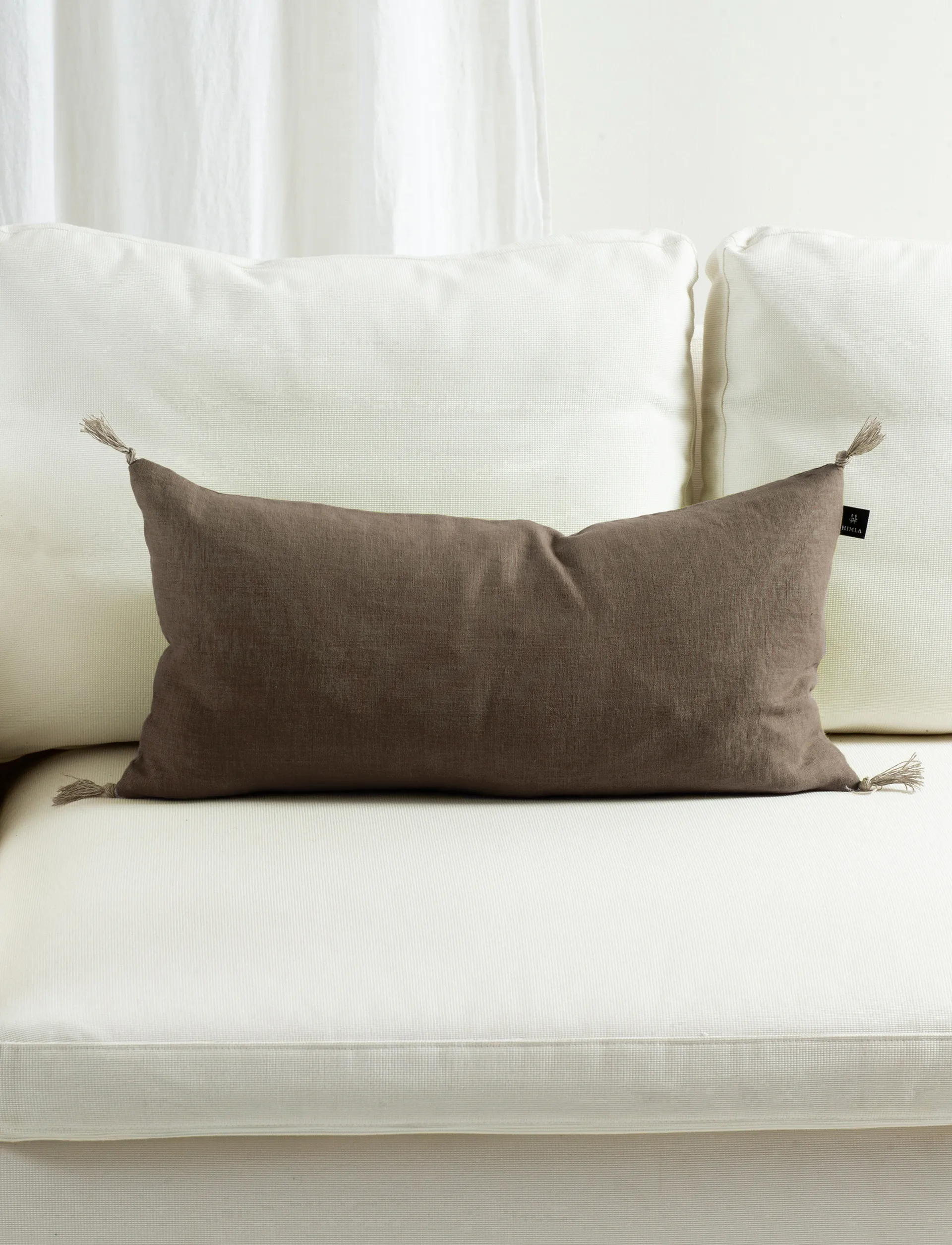 Funda de cojín Sunshine tassel 30x60 cm, Café Himla