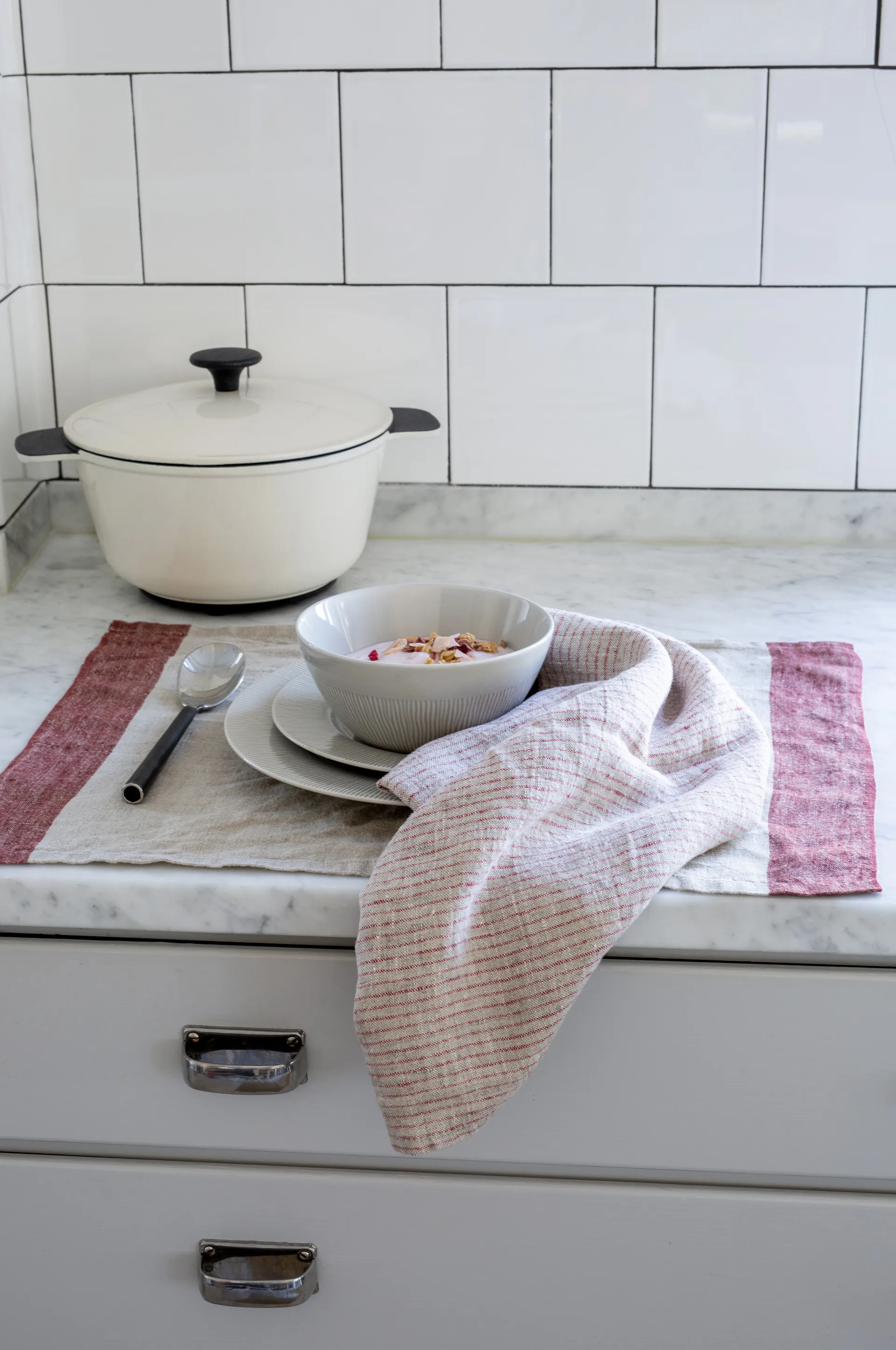 Paño de cocina Linus 50x70 cm set de 2
, True red-natural Himla