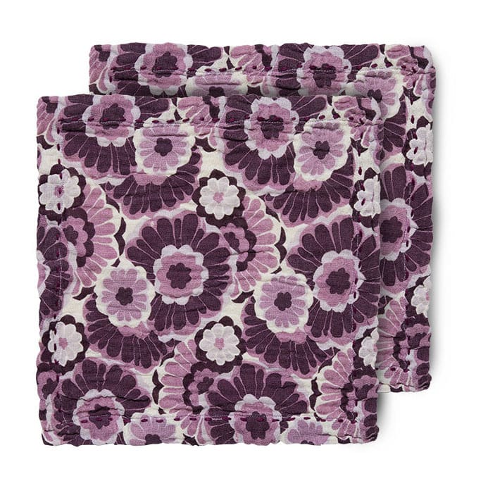 2 Servilletas de algodón Floral 30x30 cm - Burgundy - HKliving