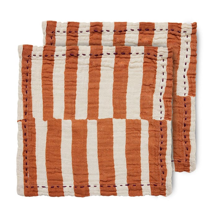 2 Servilletas de algodón Striped 30x30 cm - Tangerine - HKliving