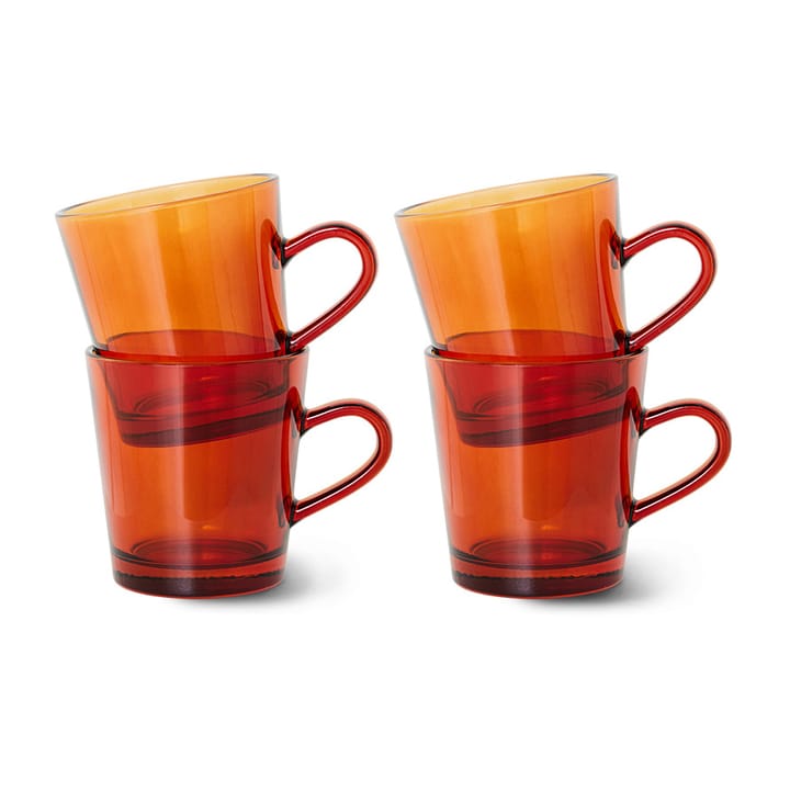 4 Tazas de café de vidrio 70's 20 cl - Amber brown - HKliving