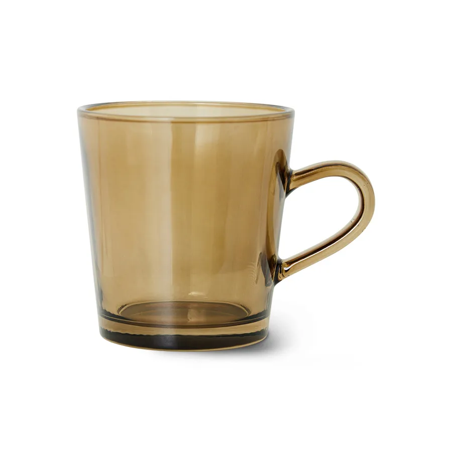 4 Tazas de café de vidrio 70's 20 cl, Mud brown HKliving