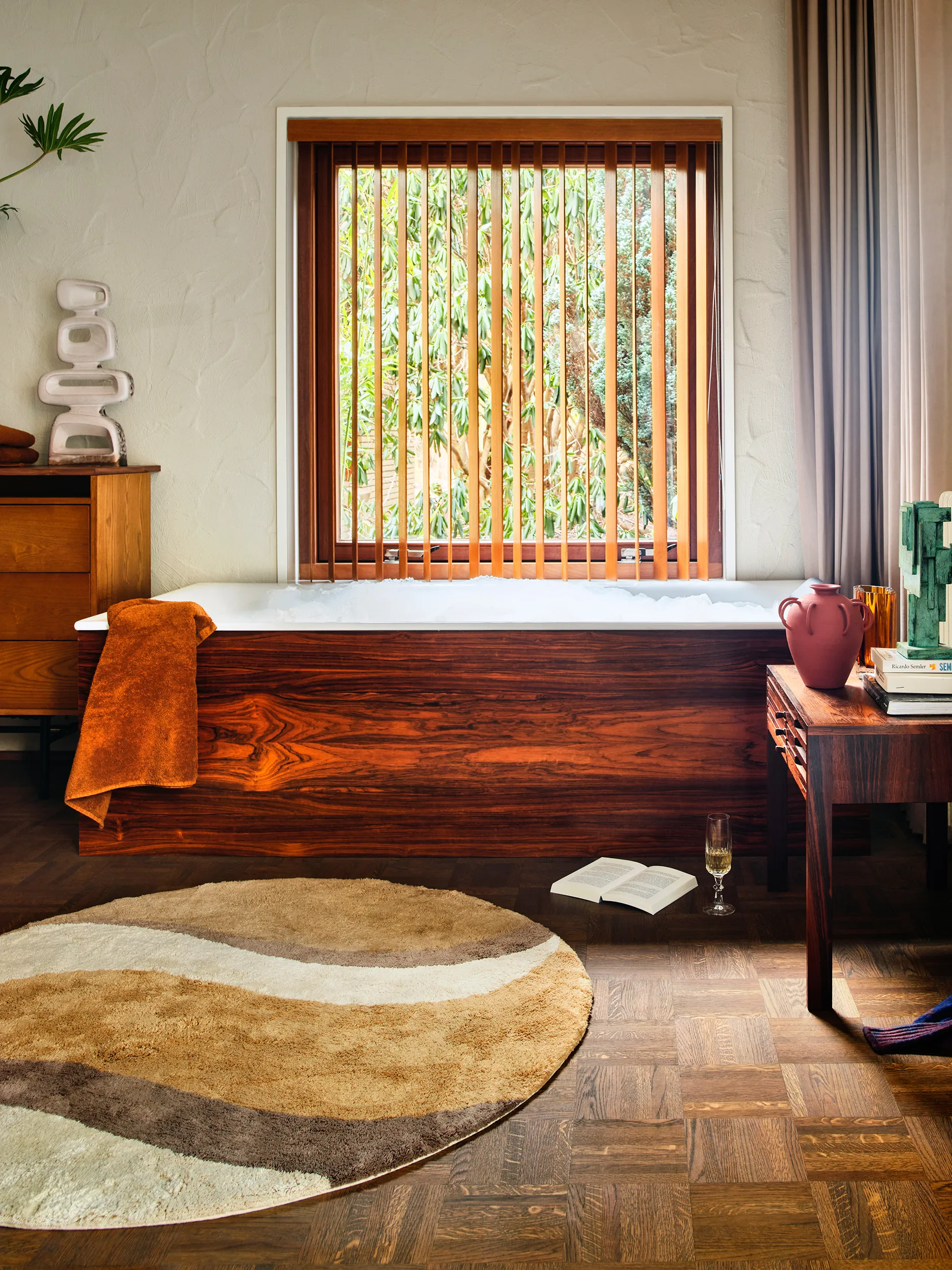 Alfombra de baño Natural waves Ø120 cm, Natural multicolours HKliving