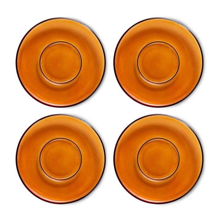 Plato de café de vidrio 70's Ø10,6 cm - Amber brown - HKliving