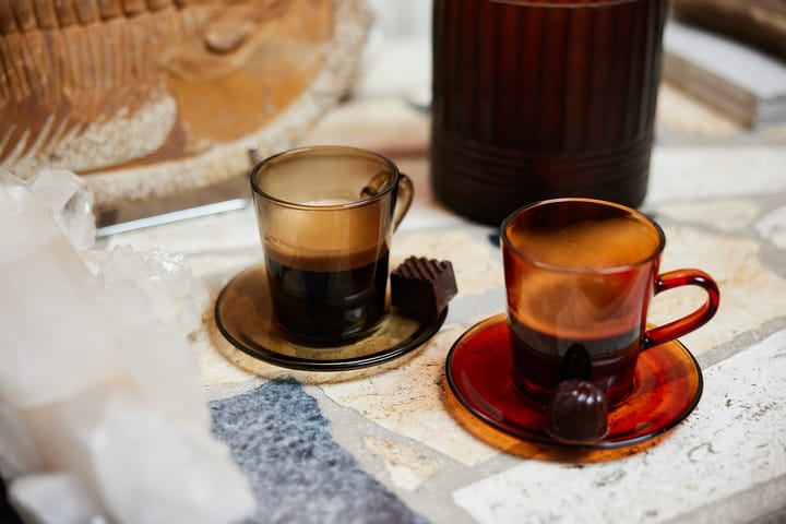 Plato de café de vidrio 70's Ø10,6 cm, Mud brown HKliving
