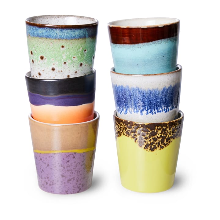 Set de 6 tazas 70's, Multi HKliving