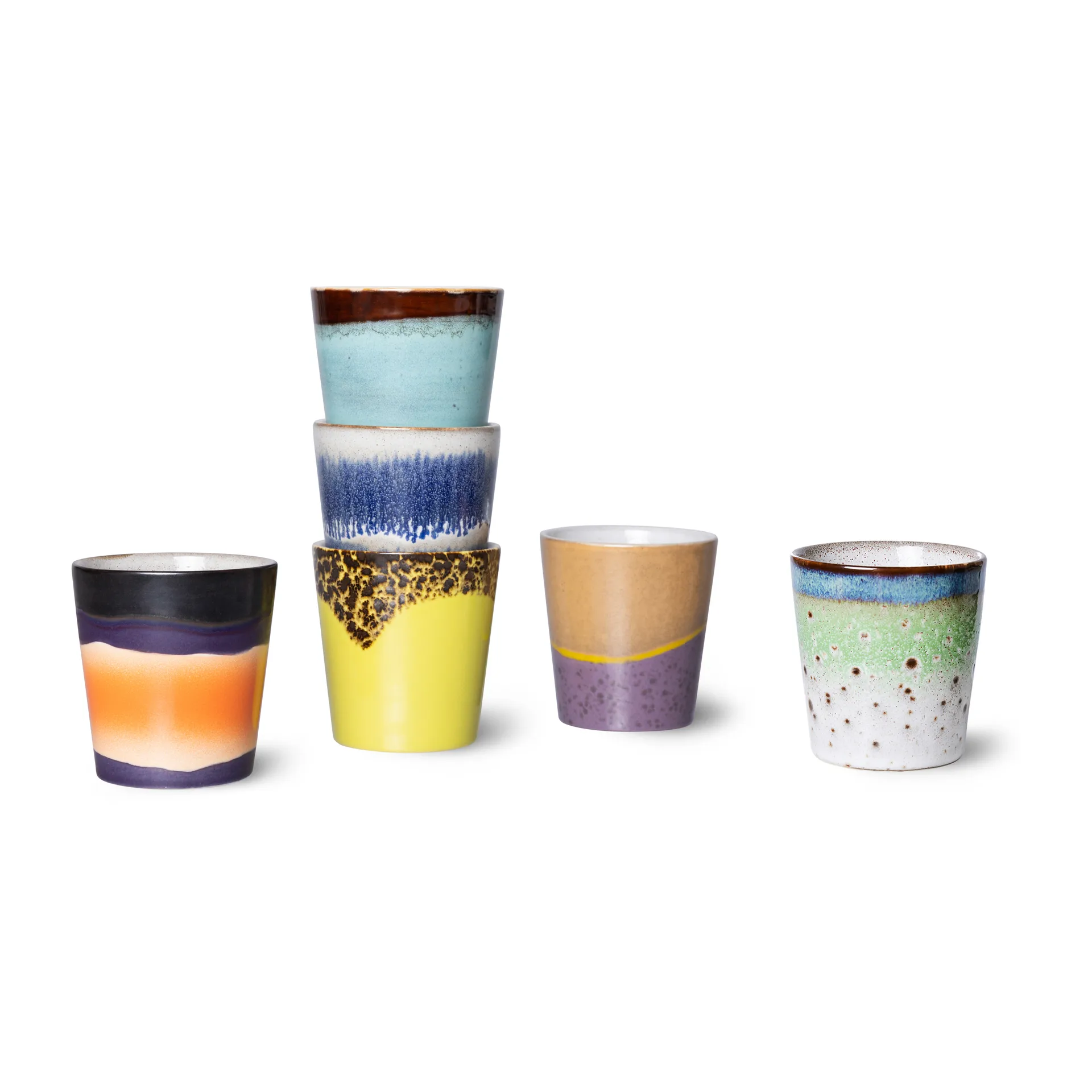 Set de 6 tazas 70's, Multi HKliving