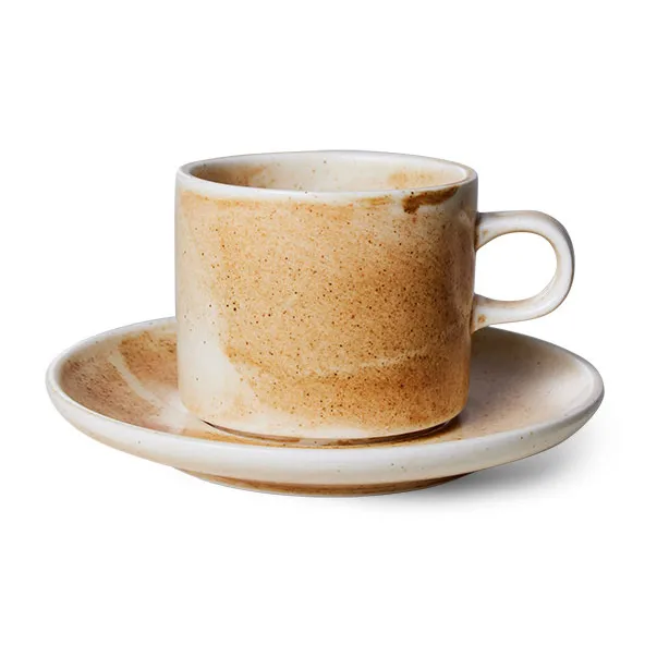 Taza y platillo Home Chef 22 cl, Rustic cream-brown HKliving