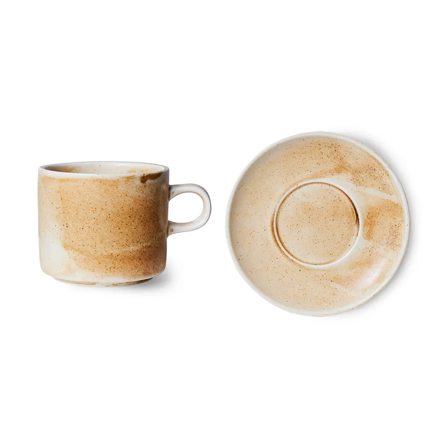 Taza y platillo Home Chef 22 cl, Rustic cream-brown HKliving