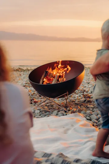 Brasero BOWL 57 - Negro-plata, base de estrella - Höfats