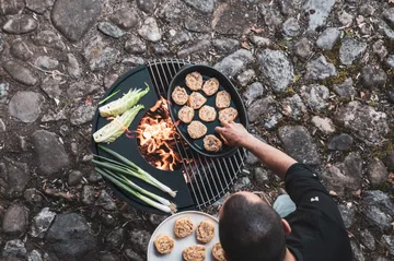 Brasero BOWL 57 - Negro-plata, base de trípode - Höfats