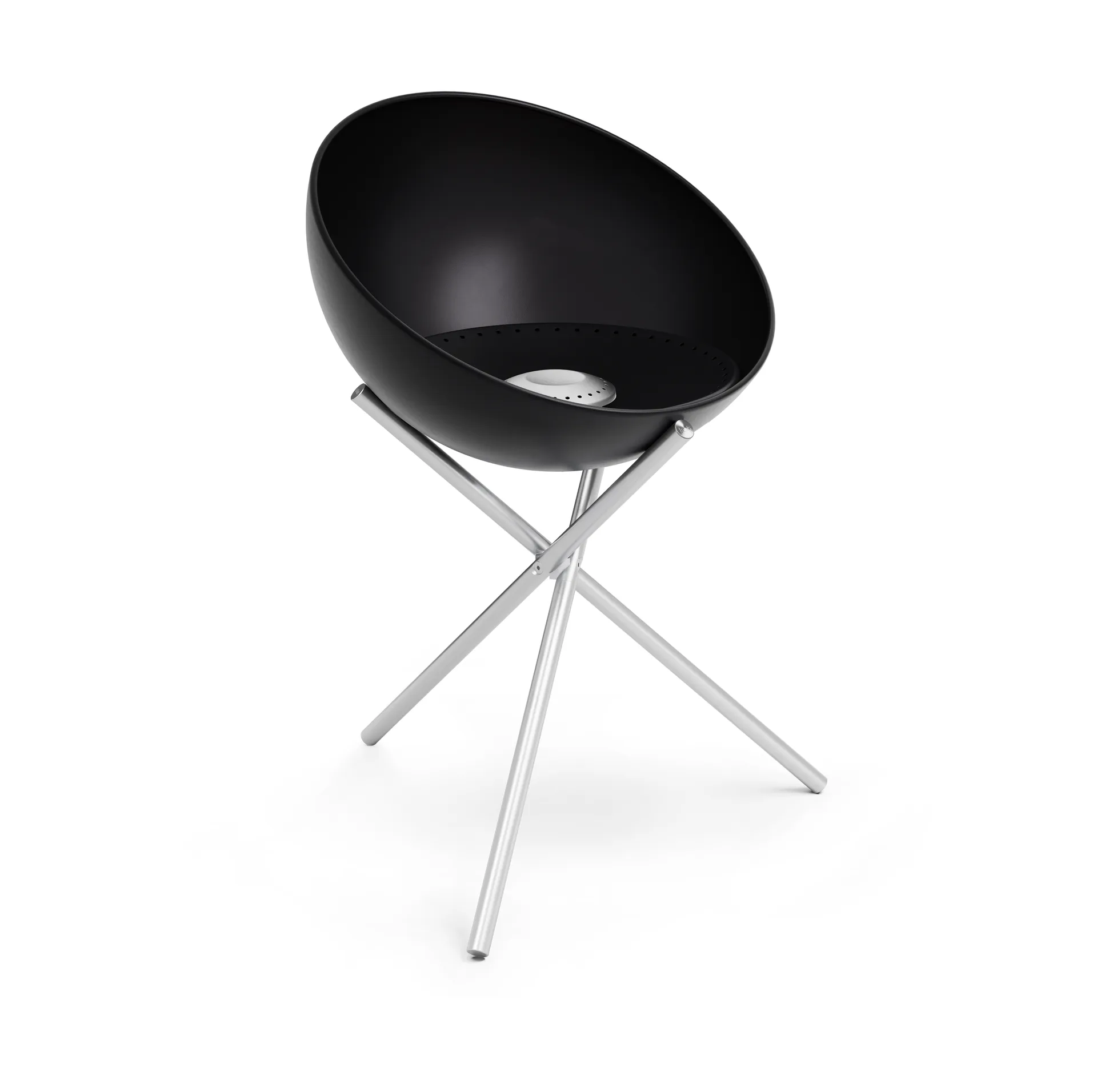 Brasero BOWL 70, Negro-plata, base de trípode Höfats