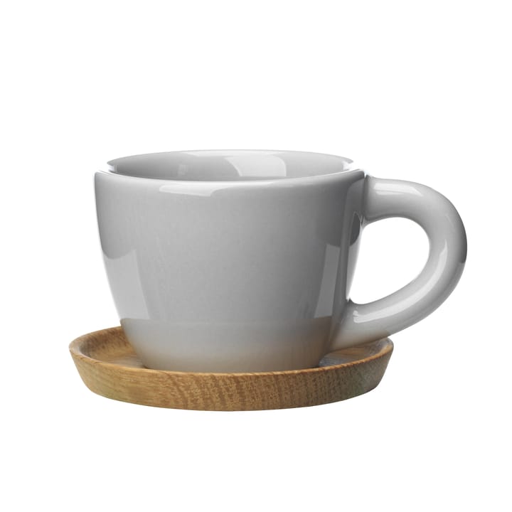 Taza de café espresso y platillo Höganäs 10 cl - gris brillante - Höganäs Keramik