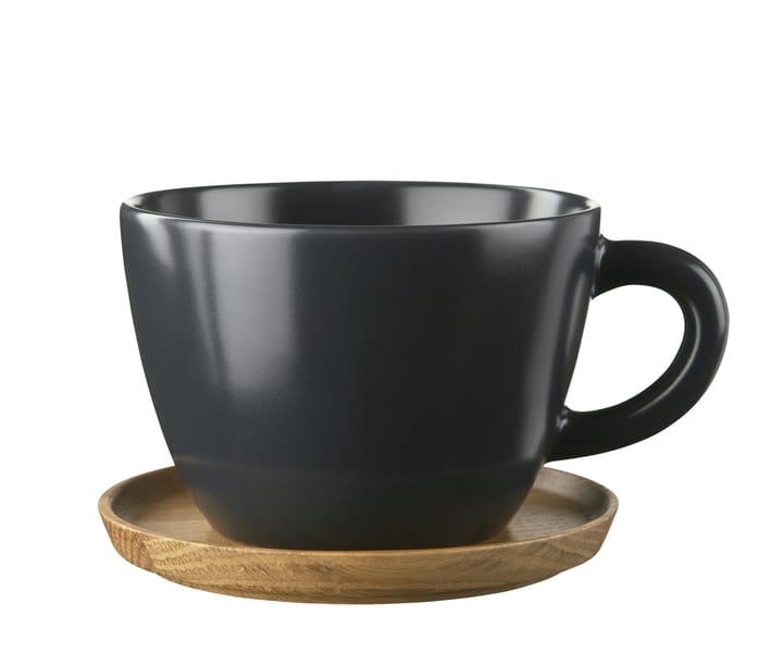 Tazón de té y platillo Höganäs 50 cl - gris grafito mate - Höganäs Keramik