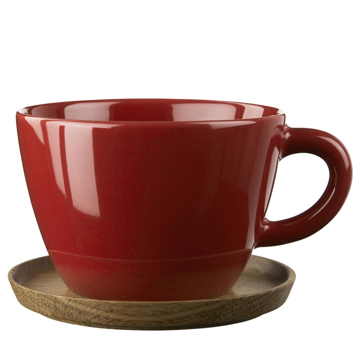 Tazón de té y platillo Höganäs 50 cl - rojo brillante - Höganäs Keramik