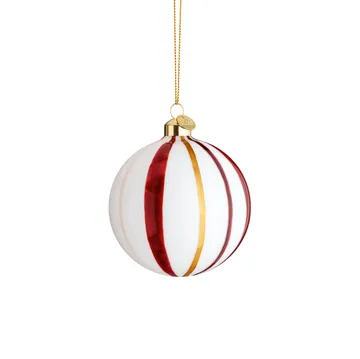 Bola de navidad Souvenir a rayas Ø8 cm - rojo - Holmegaard