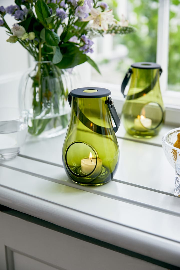 Portavelas Design With Light verde oliva, 16,5 cm Holmegaard