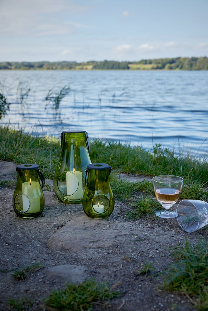 Portavelas Design With Light verde oliva, 16,5 cm Holmegaard
