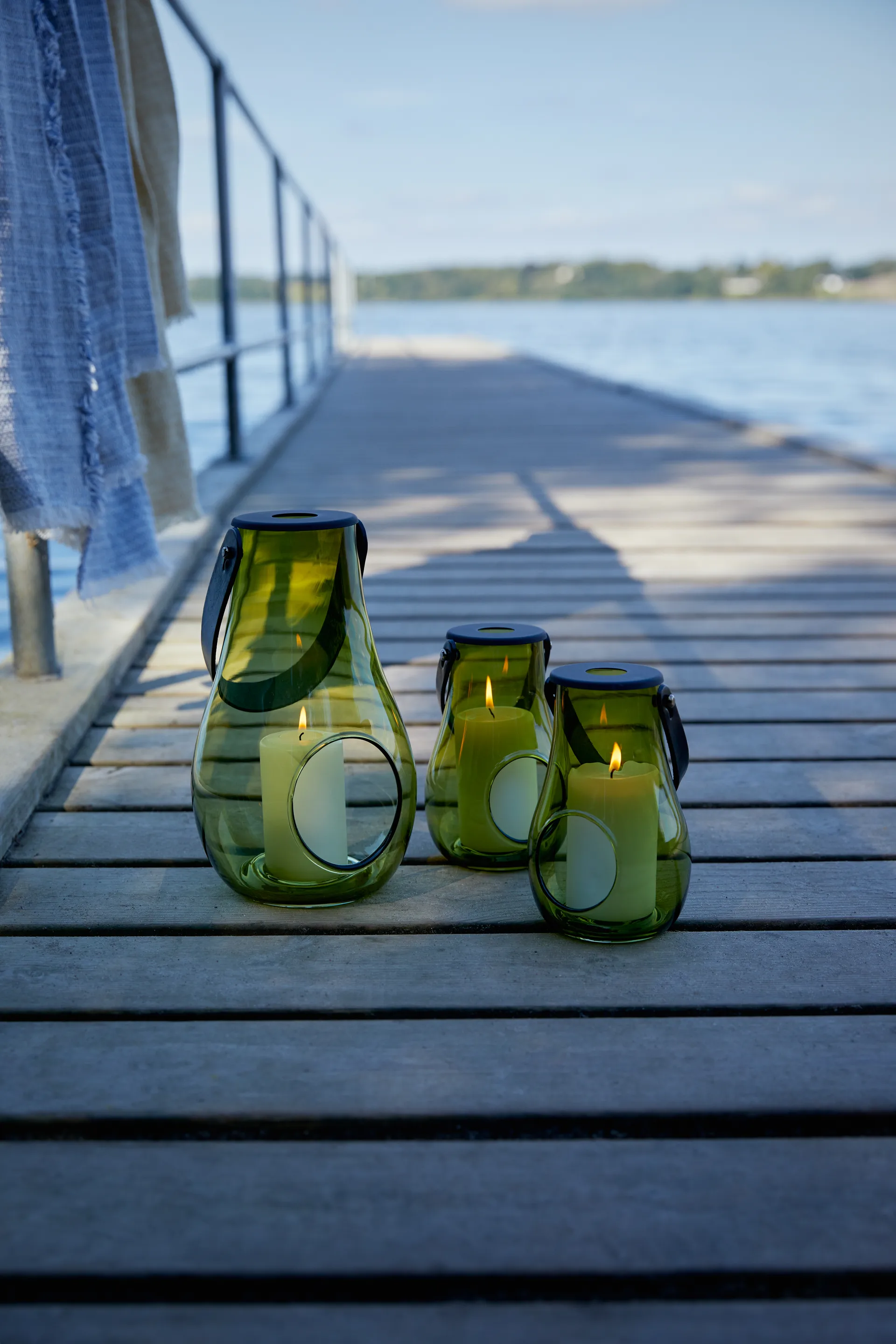 Portavelas Design With Light verde oliva, 25 cm Holmegaard