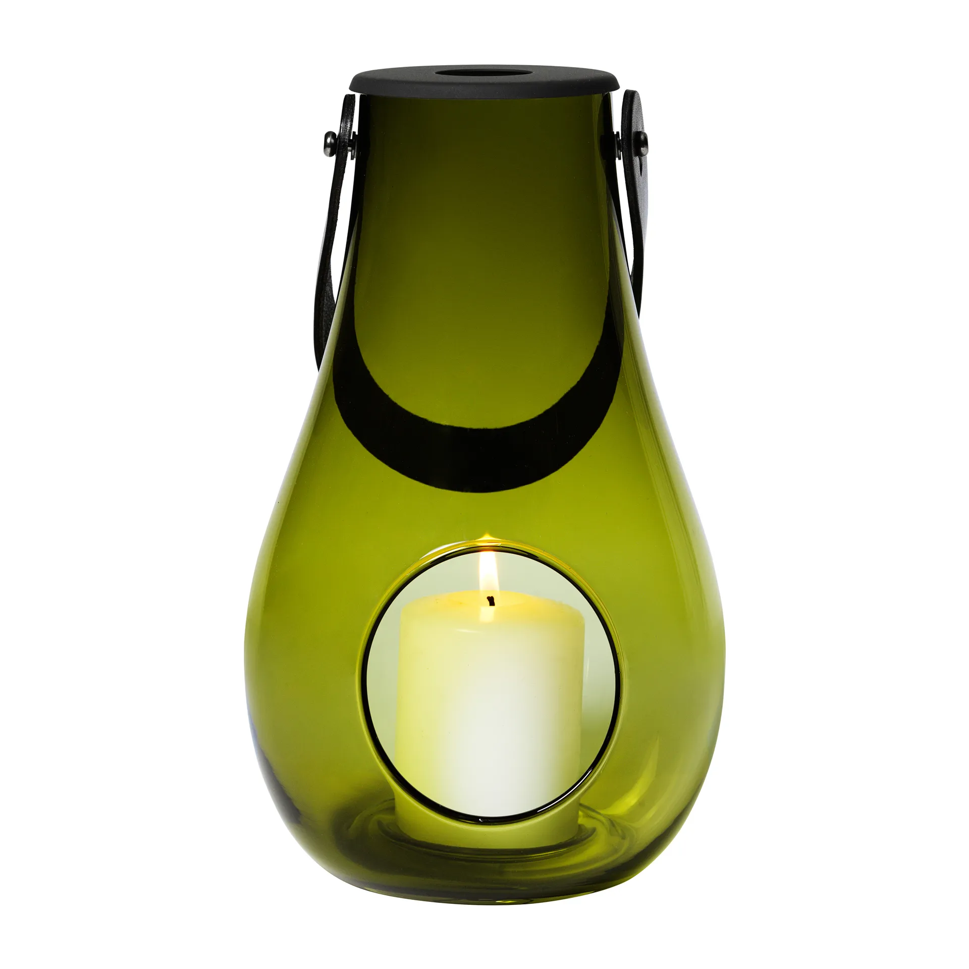 Portavelas Design With Light verde oliva, 25 cm Holmegaard