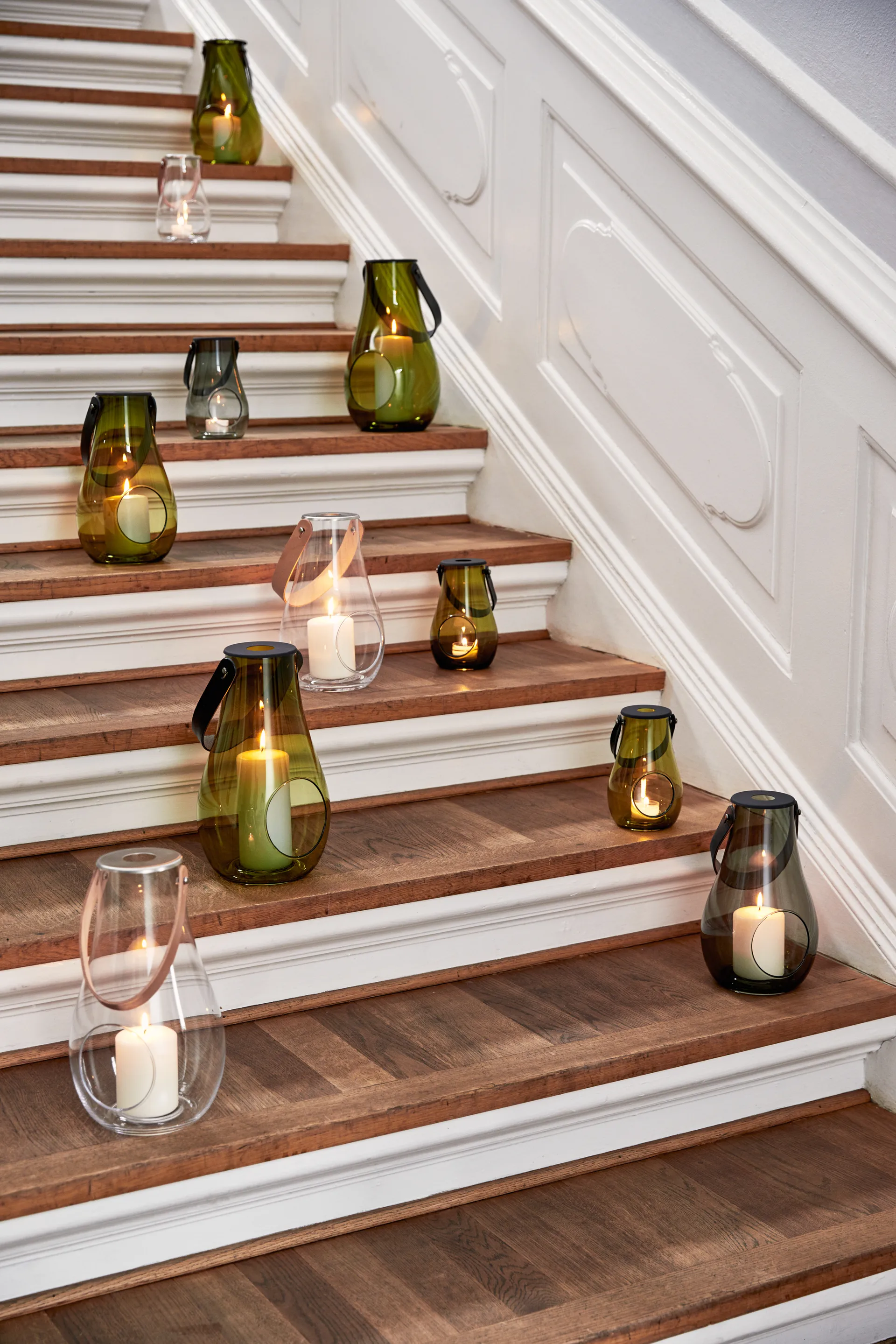 Portavelas Design With Light verde oliva, 25 cm Holmegaard