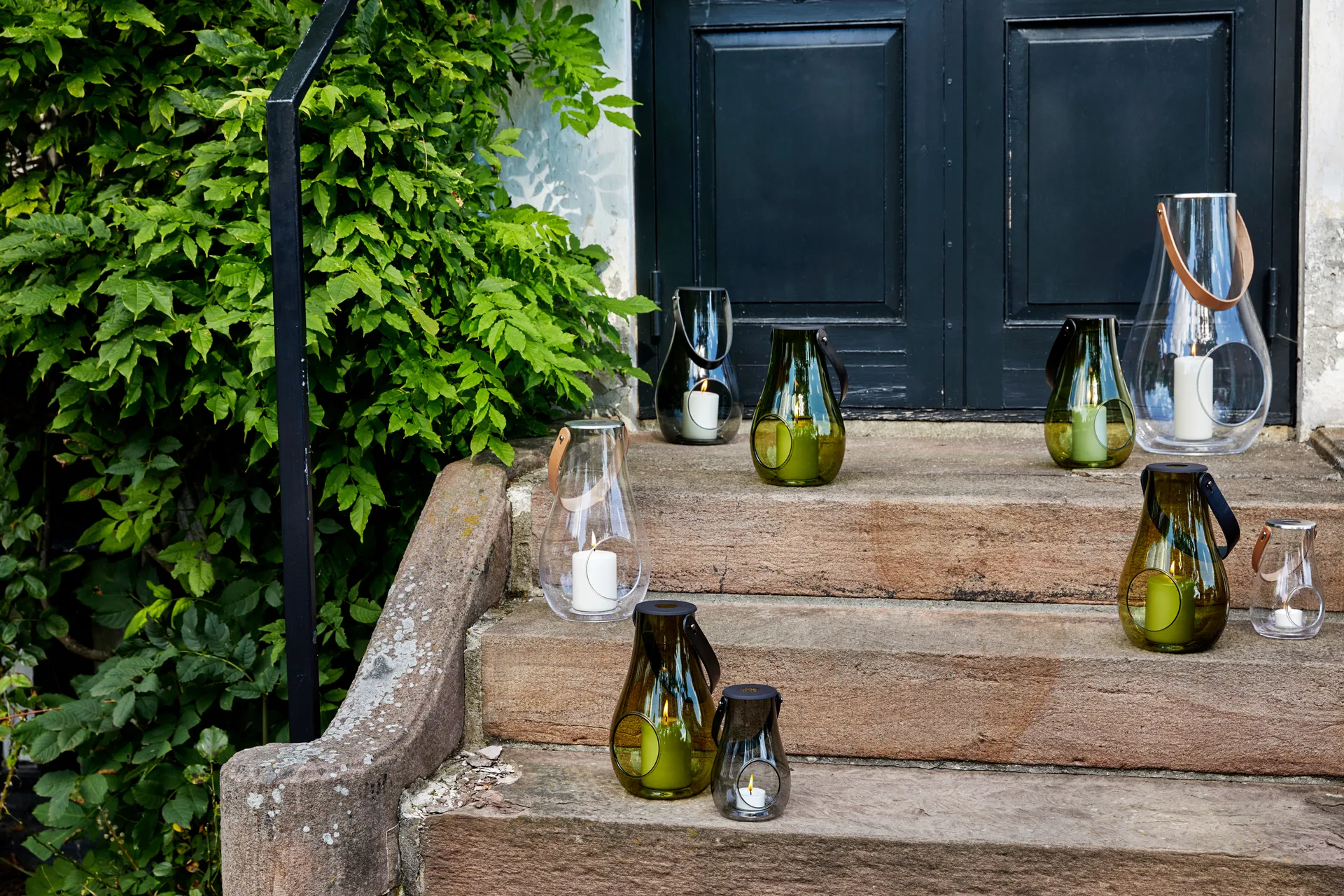 Portavelas Design With Light verde oliva, 25 cm Holmegaard