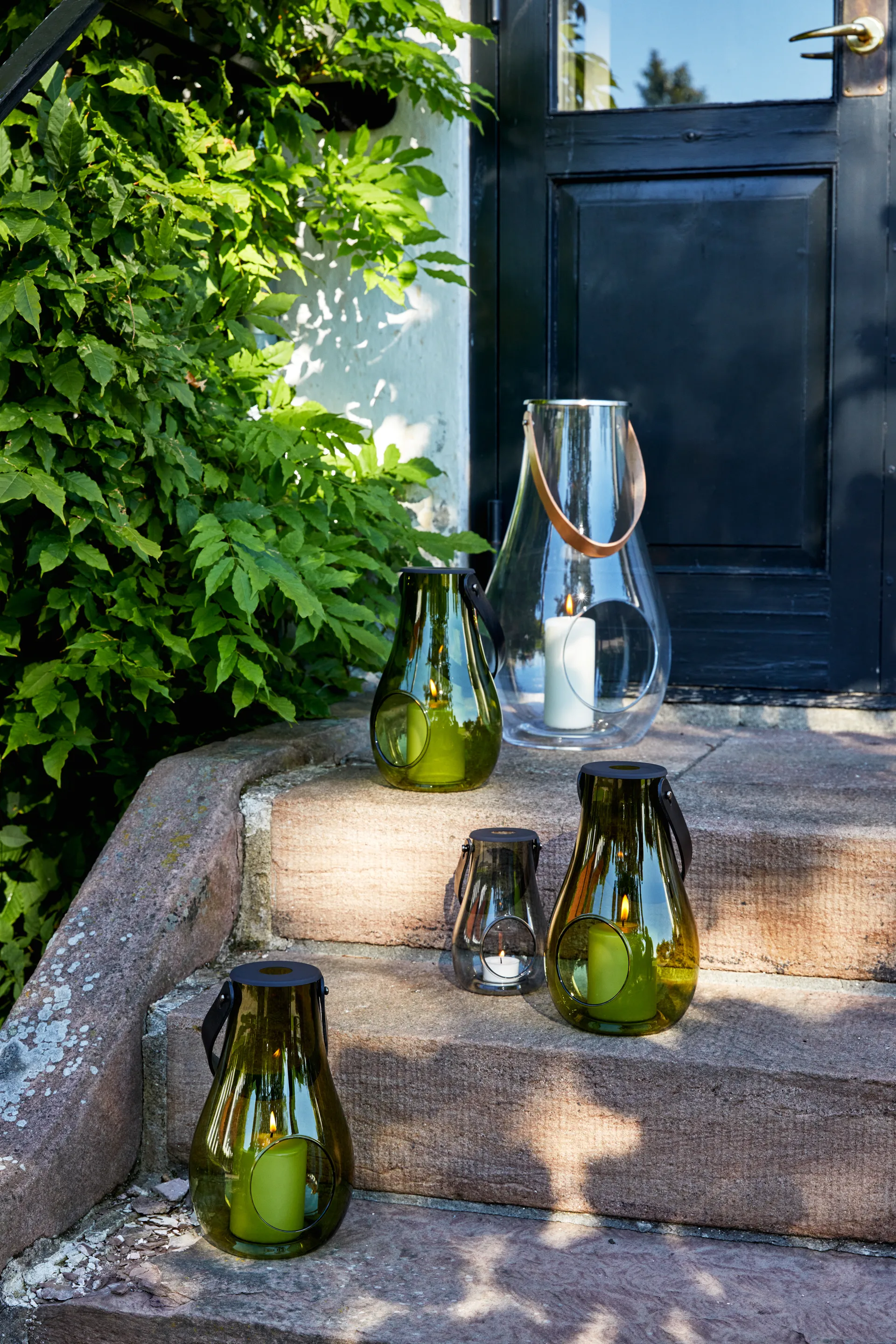 Portavelas Design With Light verde oliva, 25 cm Holmegaard