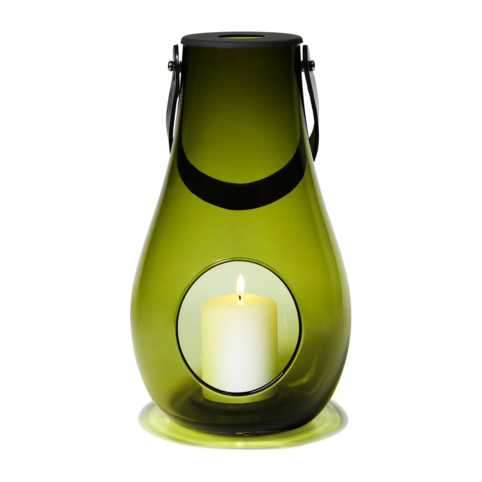 Portavelas Design With Light verde oliva, 29 cm Holmegaard