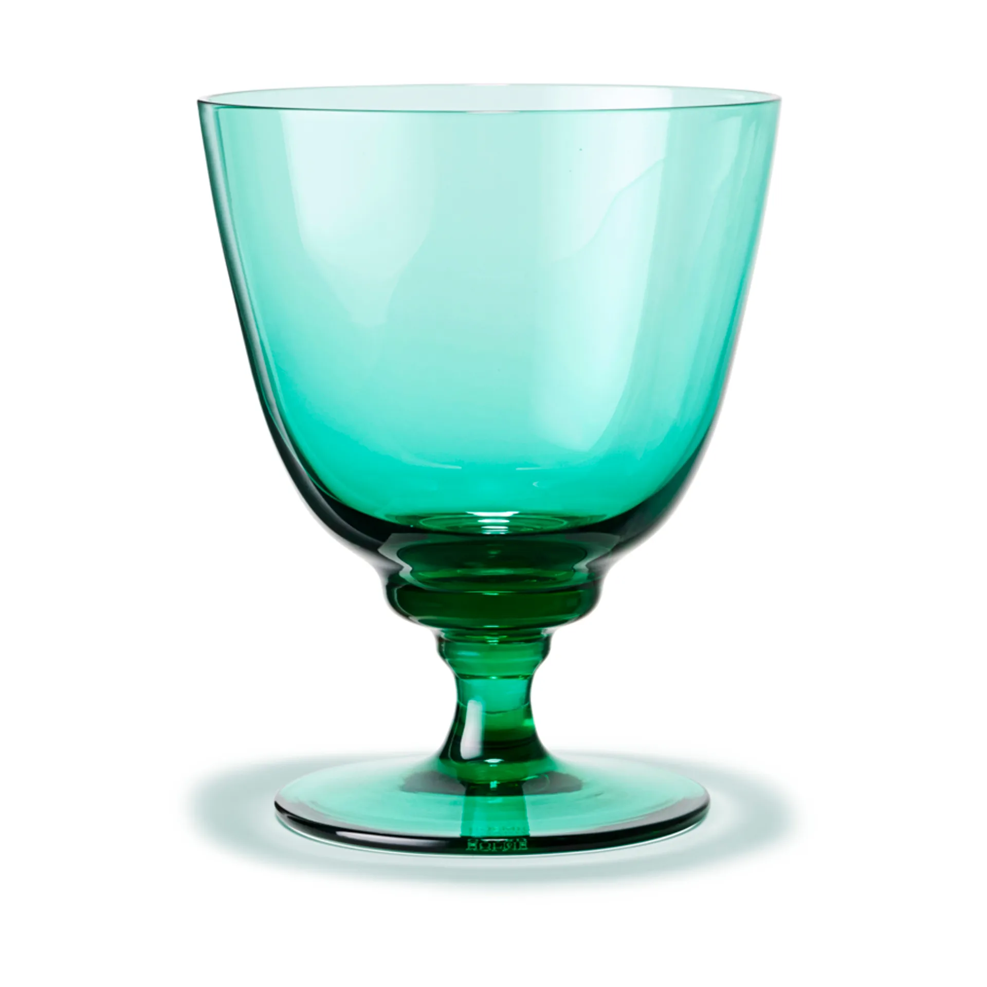 Vaso con pie Flow 35 cl, Emerald green Holmegaard