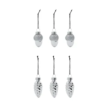 6 Adornos para árbol de navidad Glint 5,8 cm - Plateado - House Doctor