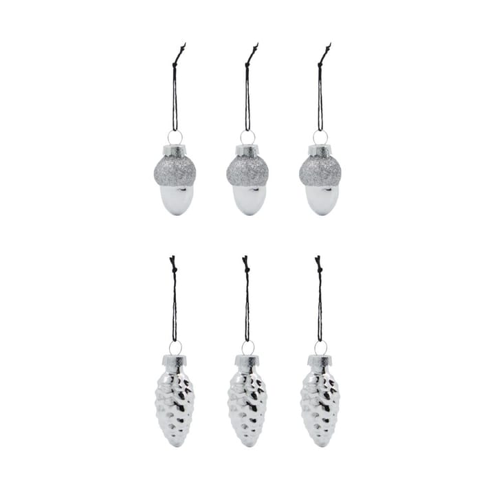 6 Adornos para árbol de navidad Glint 5,8 cm, Plateado House Doctor
