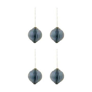 Adorno colgante navideño Alsta, pack de 4 - Azul claro, Ø10 cm - House Doctor
